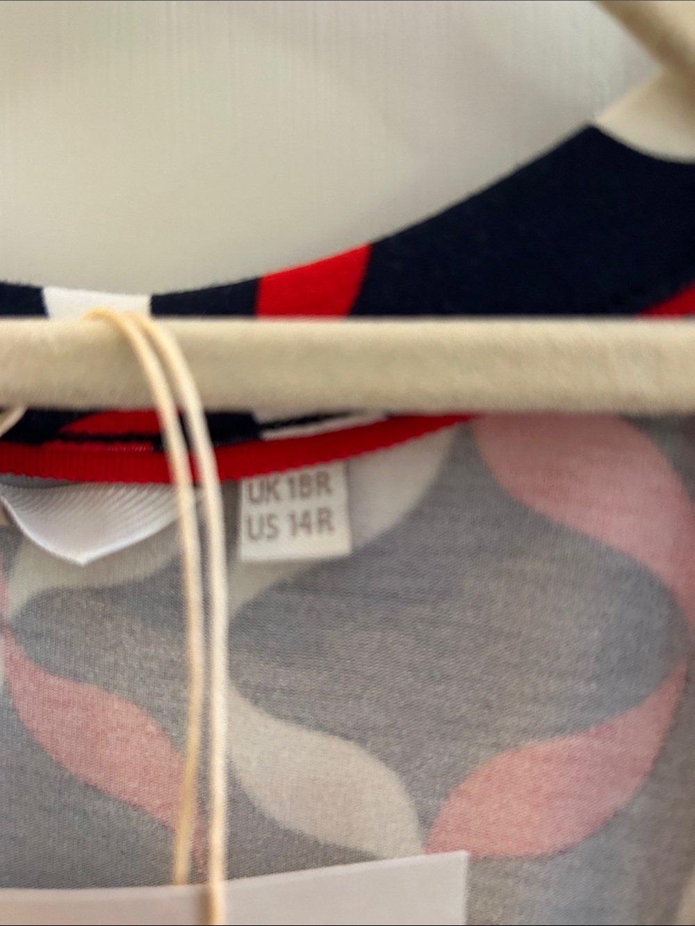 Boden Navy Dress with Pink, Red & White Wave Print - Picture 4 of 4